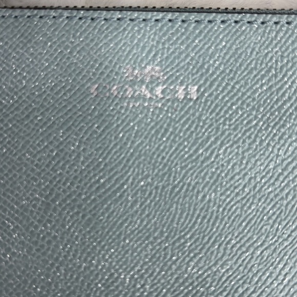Coach LEATHER WRISTLET IN sparkly blue 6”x4” NWOT - Picture 3 of 6